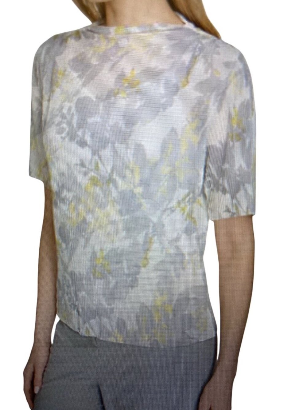 Calvin Klein Medium Printed Mock Neck Short-Sleeve Top  NWT